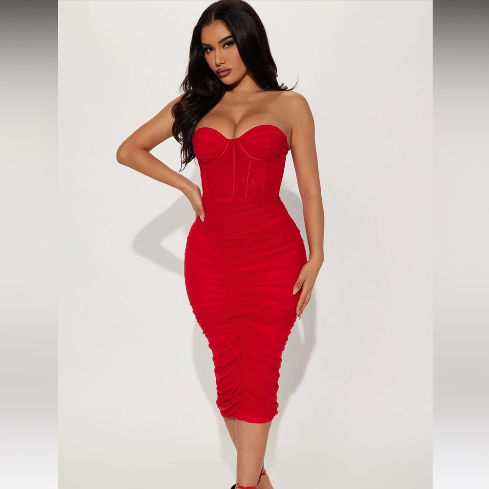 Red corset dress